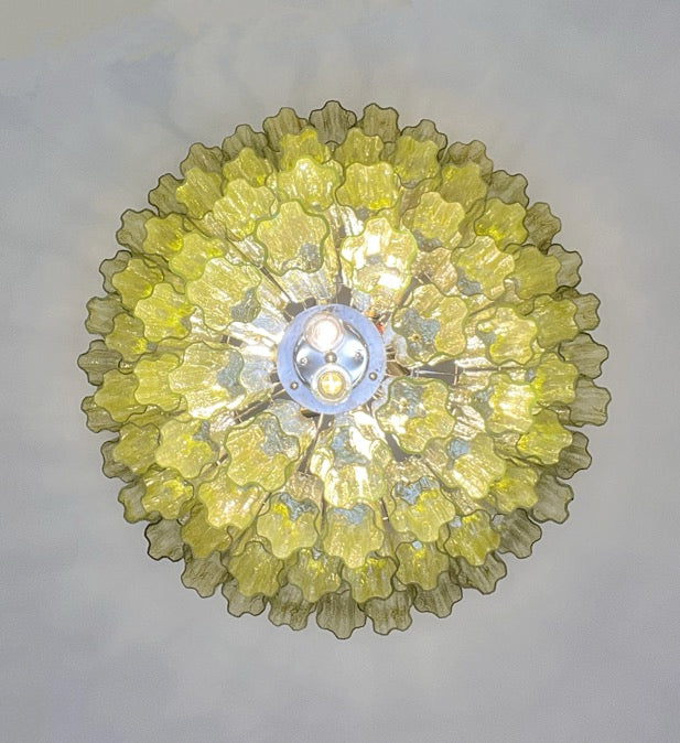 Murano Lysekrone | 80 Grønne Rørglass