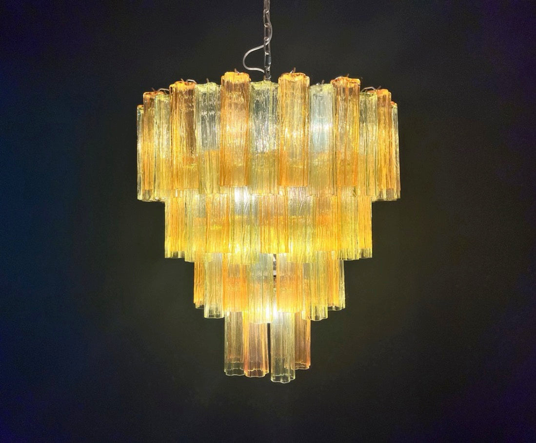 Murano Lysekrone – 80 Gule Grønne Glassrør – detalj 6 – Murano Classics