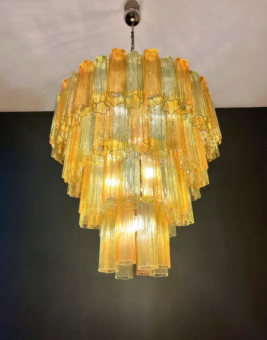 Murano Lysekrone – 80 Gule Grønne Glassrør – detalj 5 – Murano Classics