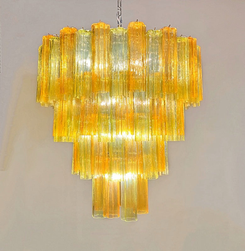 Murano Lysekrone – 80 Gule Grønne Glassrør – detalj 2 – Murano Classics