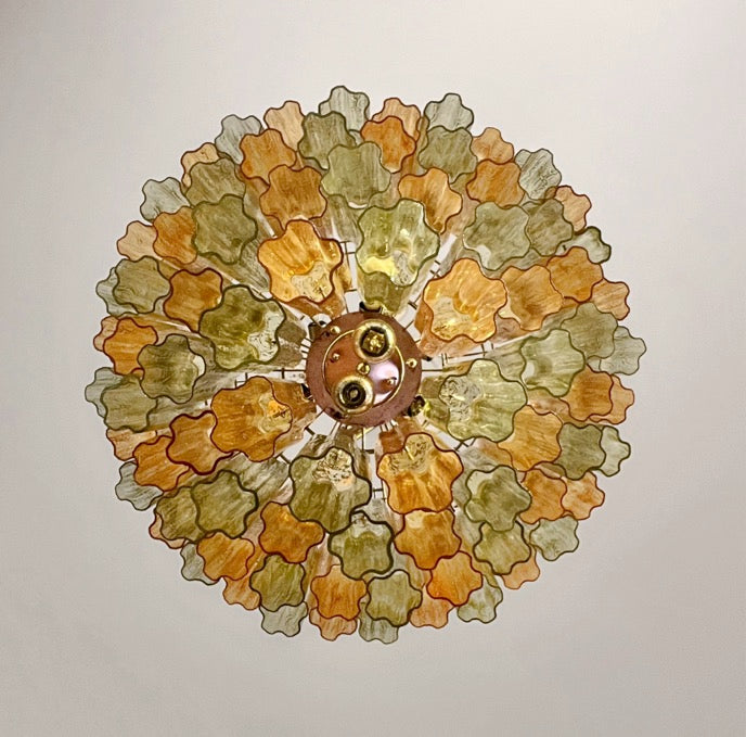 Murano Lysekrone – 80 Gule Grønne Glassrør – detalj 11 – Murano Classics