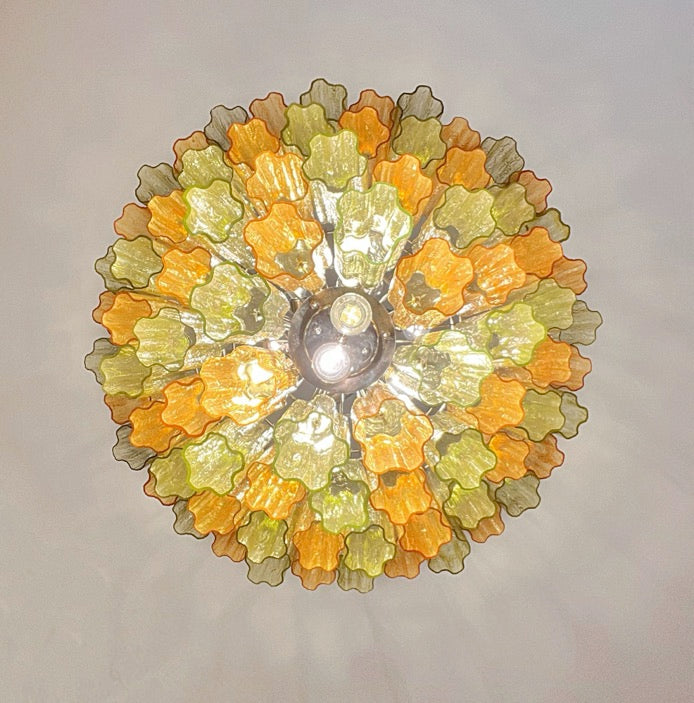 Murano Lysekrone – 80 Gule Grønne Glassrør – detalj 1 – Murano Classics