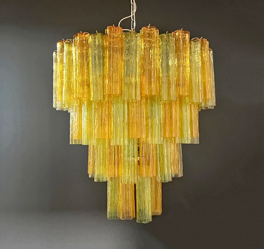 Murano Lysekrone – 80 Gule Grønne Glassrør – detalj 9 – Murano Classics