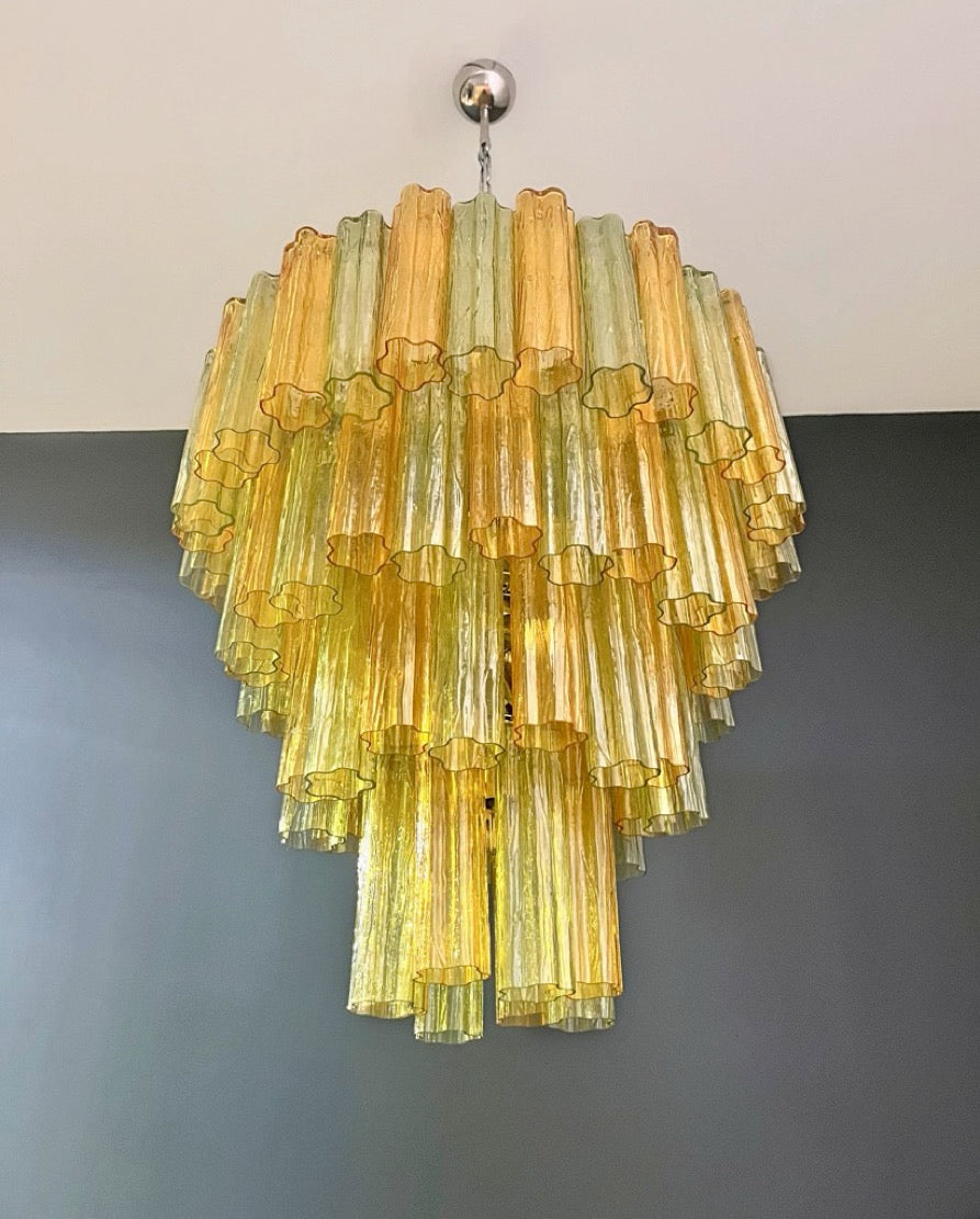 Murano Lysekrone – 80 Gule Grønne Glassrør – detalj 8 – Murano Classics