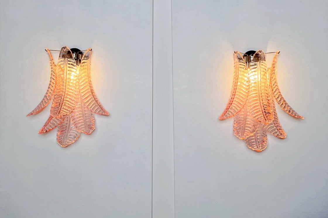 Murano Vegglampe | 6 Rosa Felciglass | 1 par