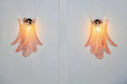 Murano Vegglampe | 6 Rosa Felciglass | 1 par