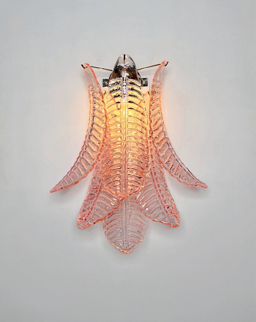 Murano Vegglampe | 6 Rosa Felciglass | 1 par