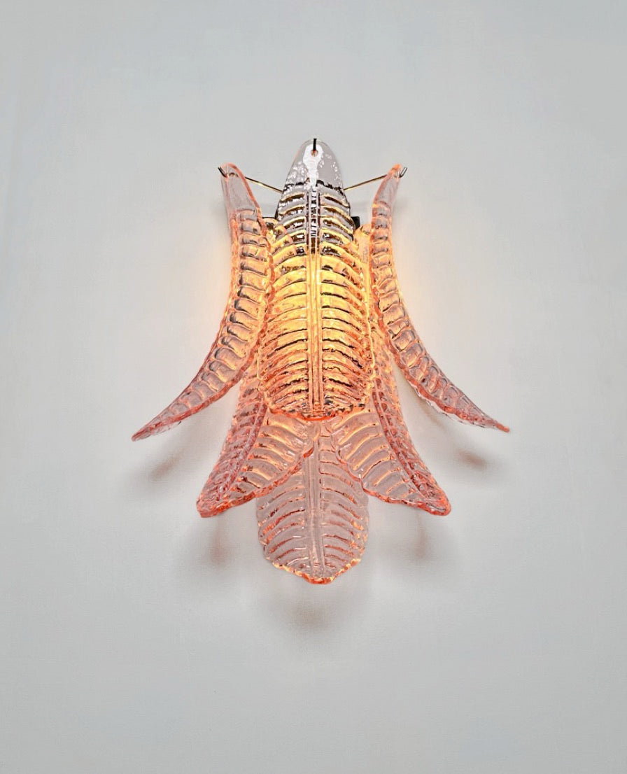 Murano Vegglampe – 6 Rosa Felciglass – 2 stk – detalj 4 – Murano Classics