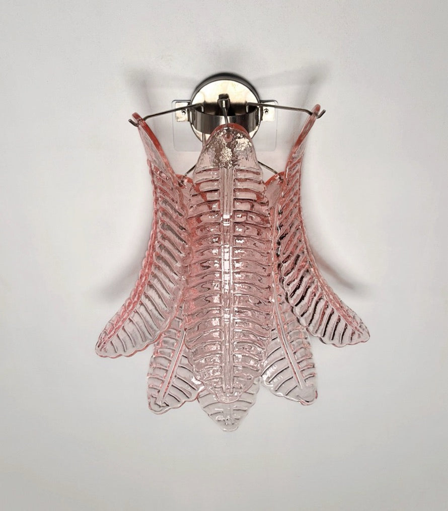 Murano Vegglampe | 6 Rosa Felciglass | 1 par
