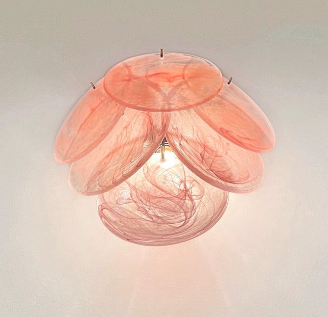 Murano Vegglampe | 6 Rosa Alabaster Diskglass | 1 par