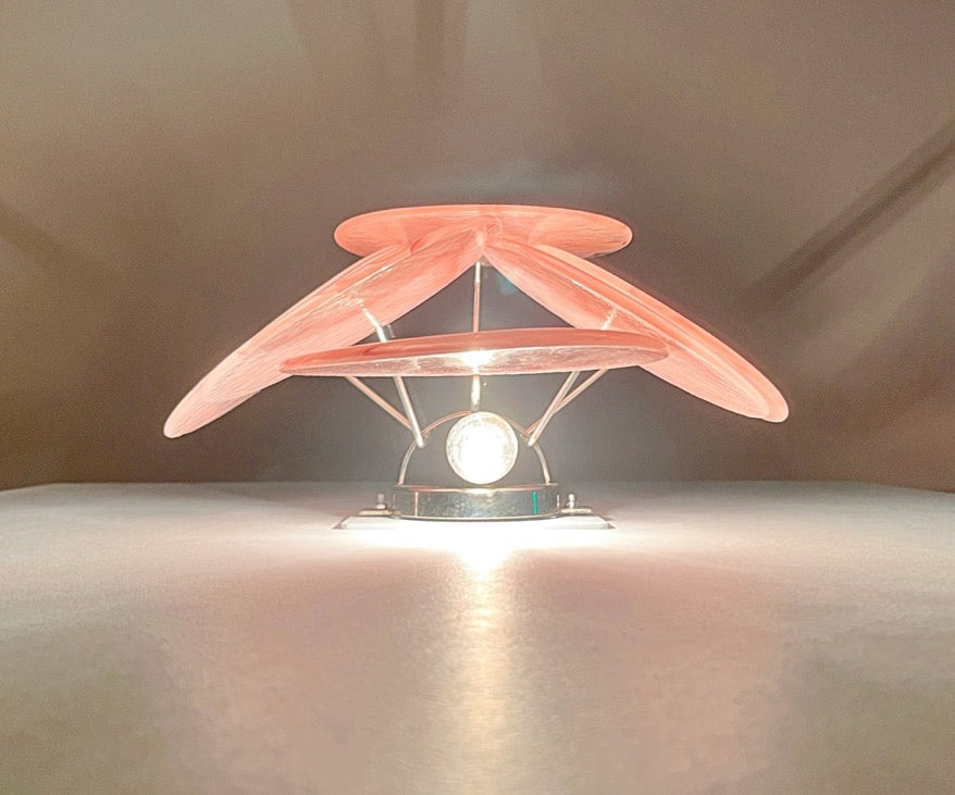 Murano Vegglampe | 6 Rosa Alabaster Diskglass | 1 par