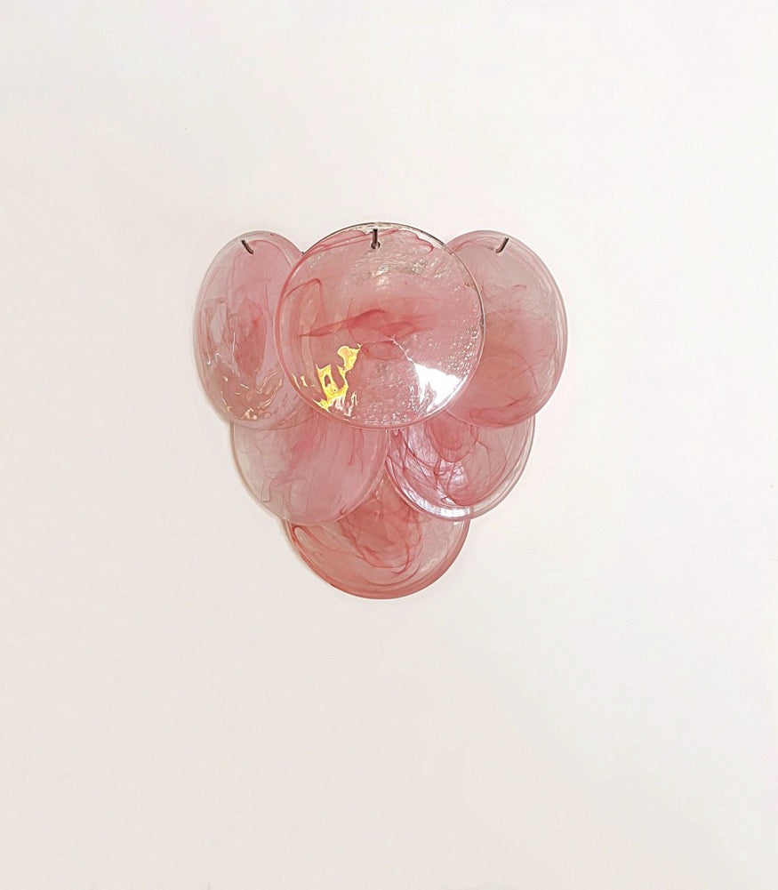 Murano Vegglampe – 6 Rosa Alabaster Diskglass – 2 stk – Murano Classics