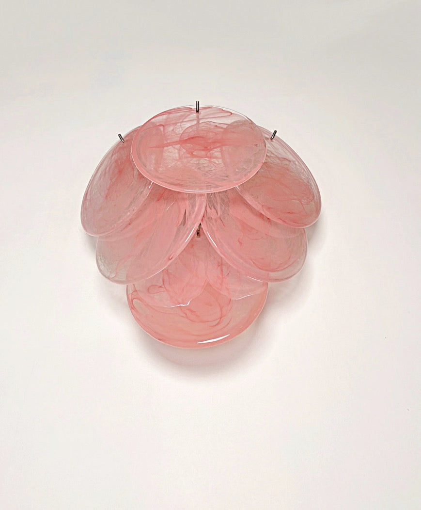 Murano Vegglampe | 6 Rosa Alabaster Diskglass | 1 par