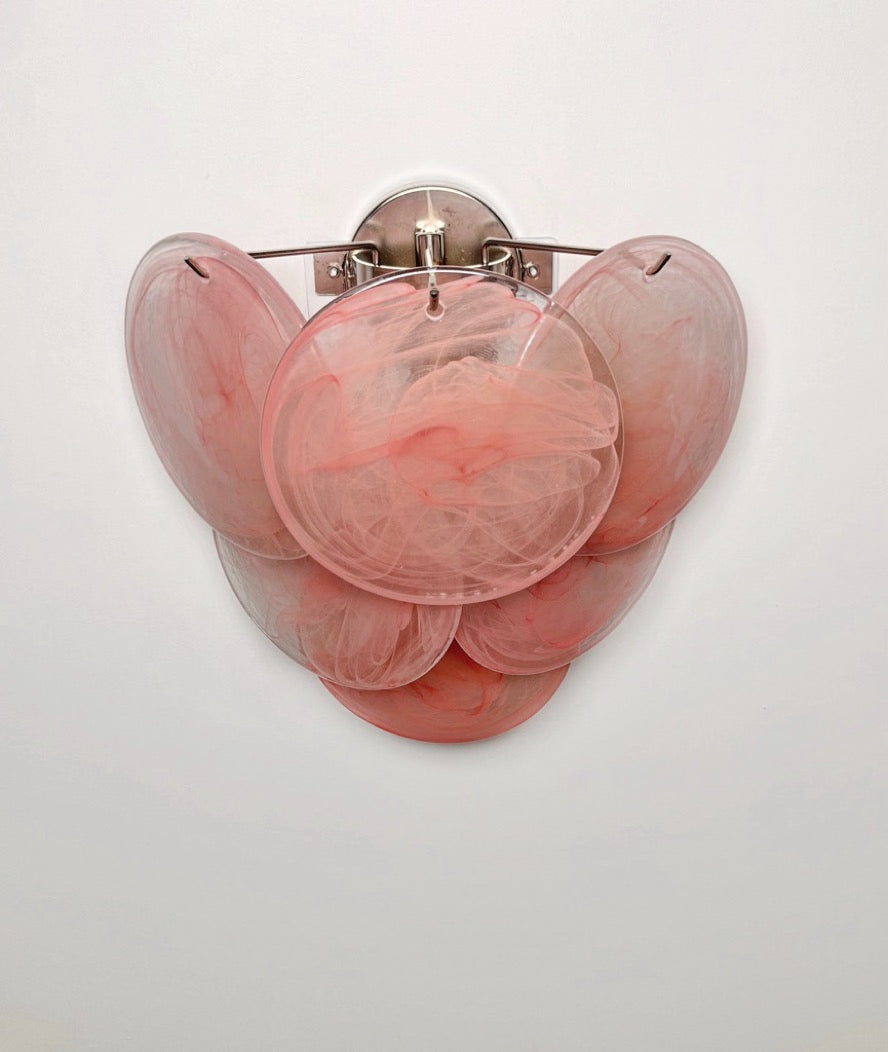 Murano Vegglampe – 6 Rosa Alabaster Diskglass – 2 stk – detalj 6 – Murano Classics