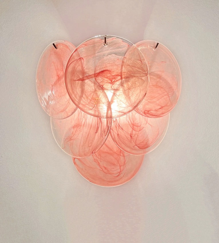Murano Vegglampe – 6 Rosa Alabaster Diskglass – 2 stk – detalj 5 – Murano Classics