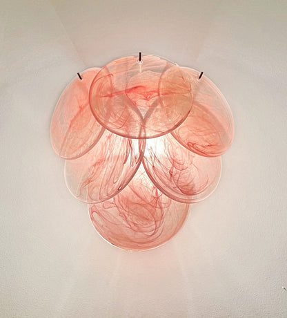 Murano Vegglampe | 6 Rosa Alabaster Diskglass | 1 par