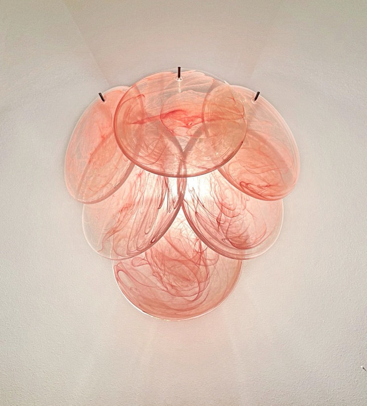 Murano Vegglampe – 6 Rosa Alabaster Diskglass – 2 stk – detalj 4 – Murano Classics