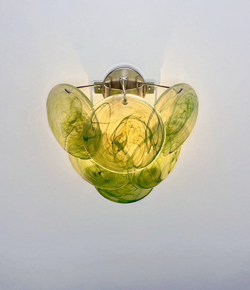 Murano Vegglampe – 6 Grønne Alabaster Diskglass – 2 stk – detalj 2 – Murano Classics