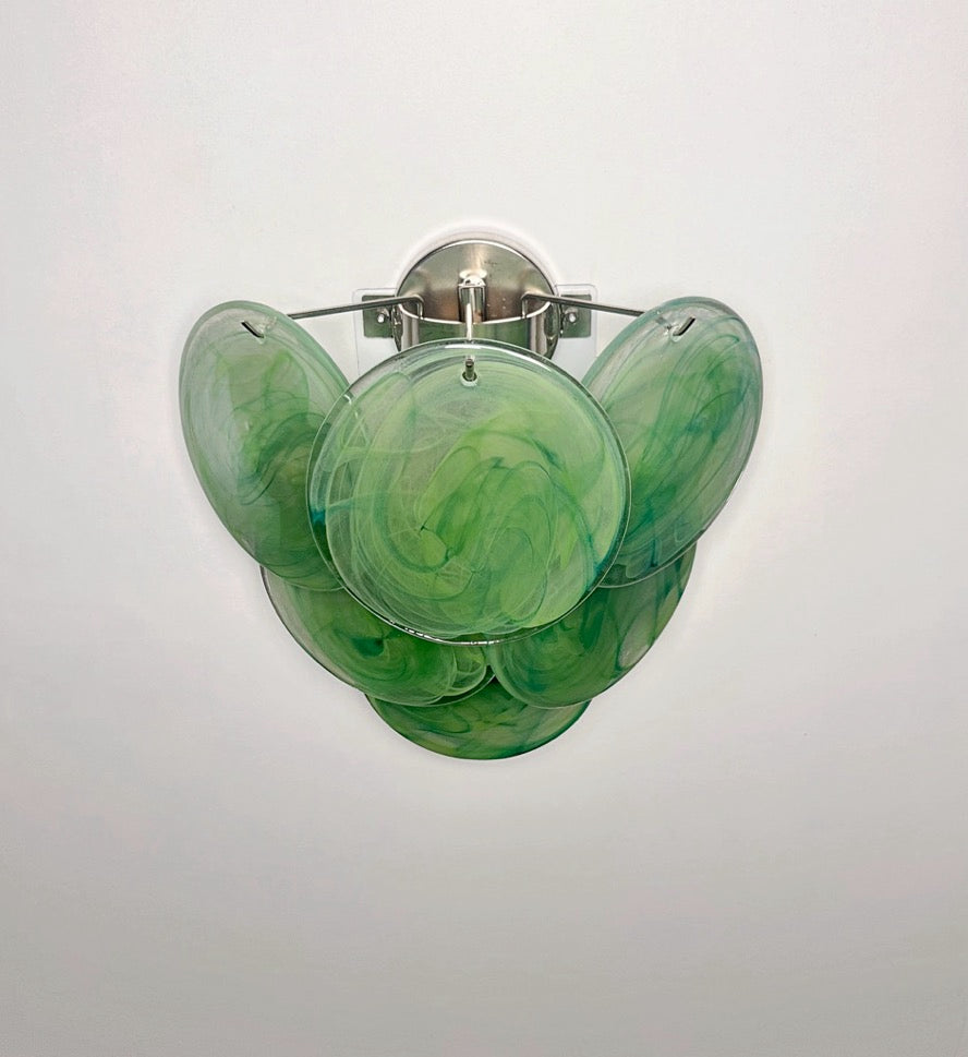 Murano Vegglampe – 6 Grønne Alabaster Diskglass – 2 stk – detalj 8 – Murano Classics