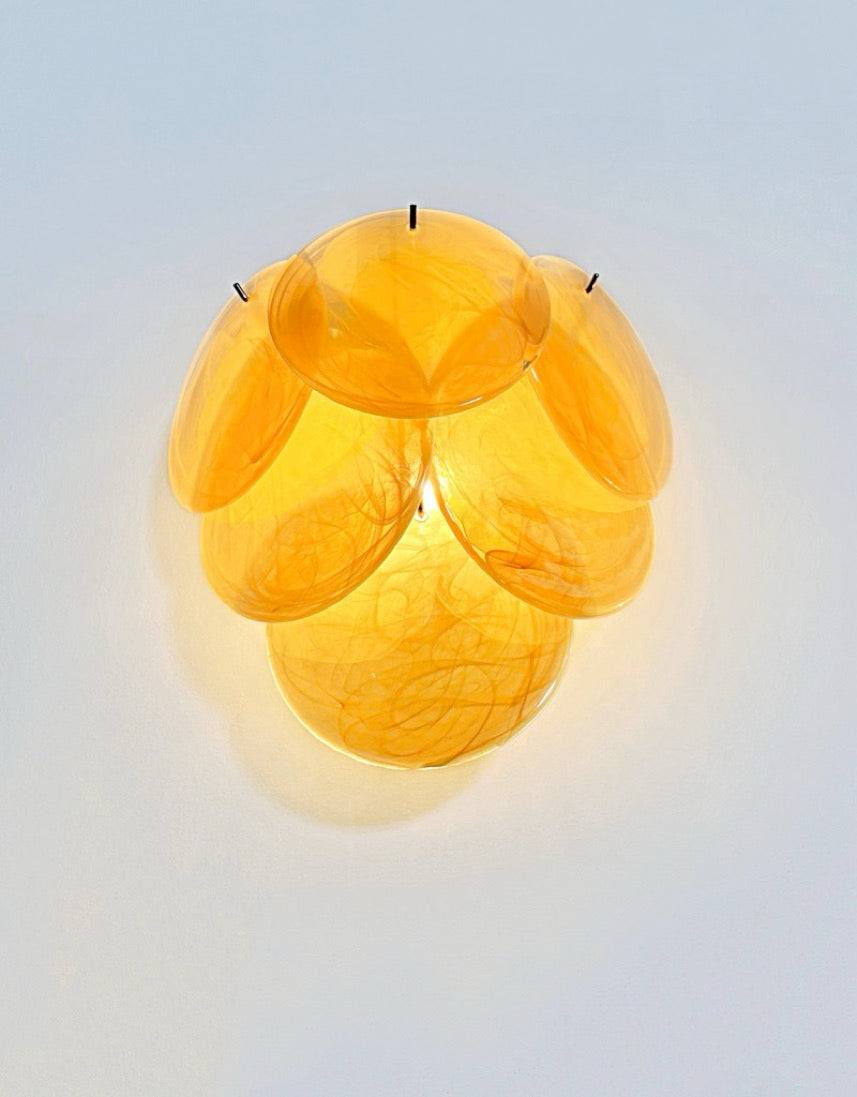 Murano Vegglampe | 6 Alabaster Gull Diskglass | 1 par