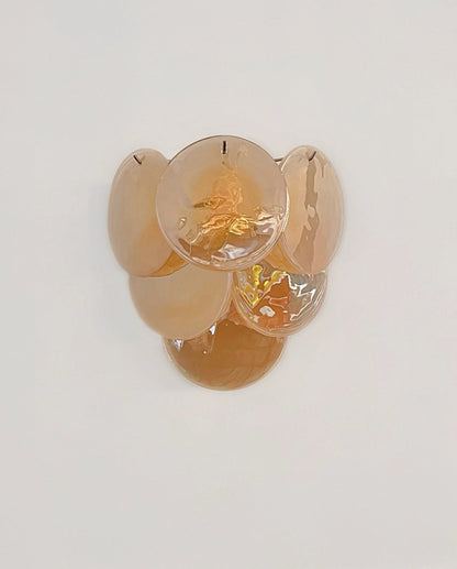 Murano Vegglampe | 6 Alabaster Gull Diskglass | 1 par