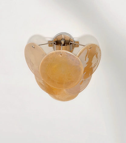 Murano Vegglampe | 6 Alabaster Gull Diskglass | 1 par