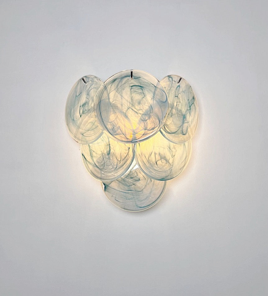 Murano Vegglampe – 6 Blå Alabaster Diskglass – 2 stk – detalj 5 – Murano Classics