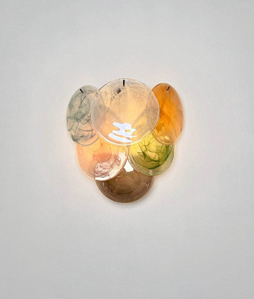 Murano Vegglampe – 6 Multifarget Alabaster Diskglass – 2 stk – detalj 5 – Murano Classics