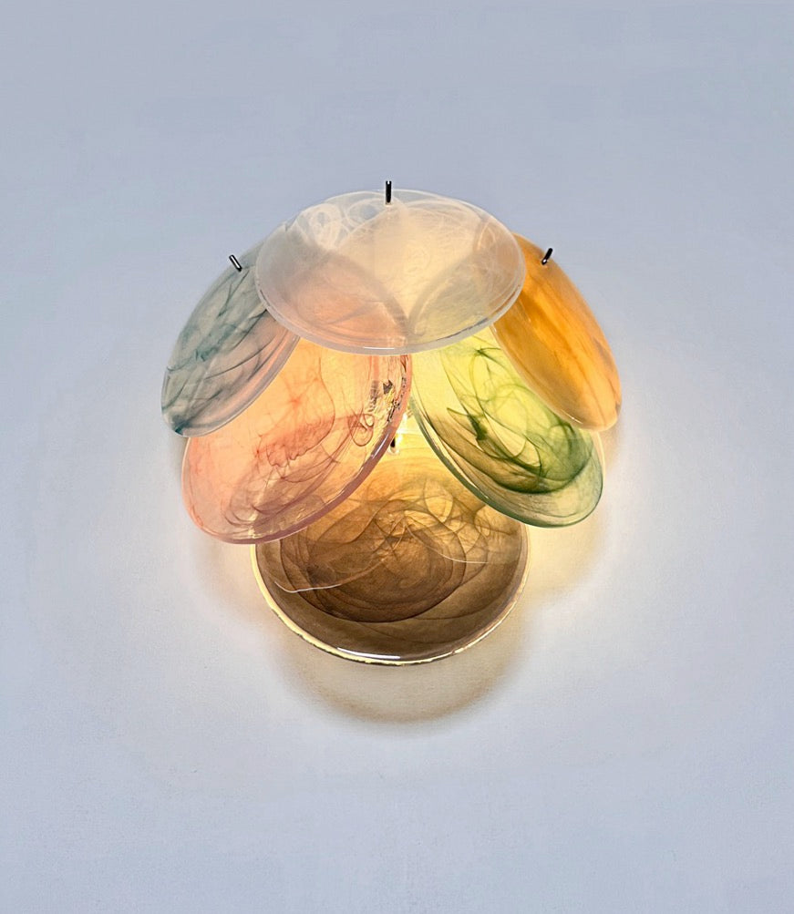 Murano Vegglampe – 6 Multifarget Alabaster Diskglass – 2 stk – detalj 3 – Murano Classics