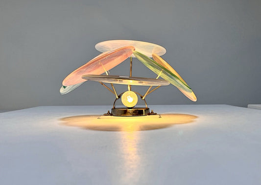 Murano Vegglampe | 6 Multifarget Alabaster Diskglass | 1 par