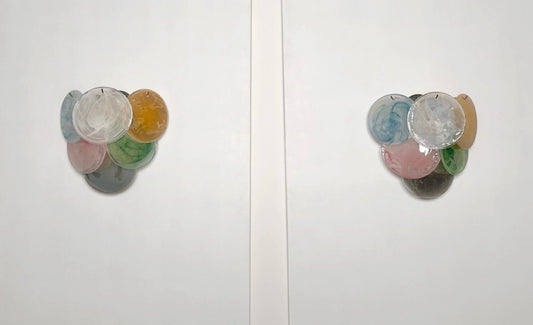 Murano Vegglampe | 6 Multifarget Alabaster Diskglass | 1 par