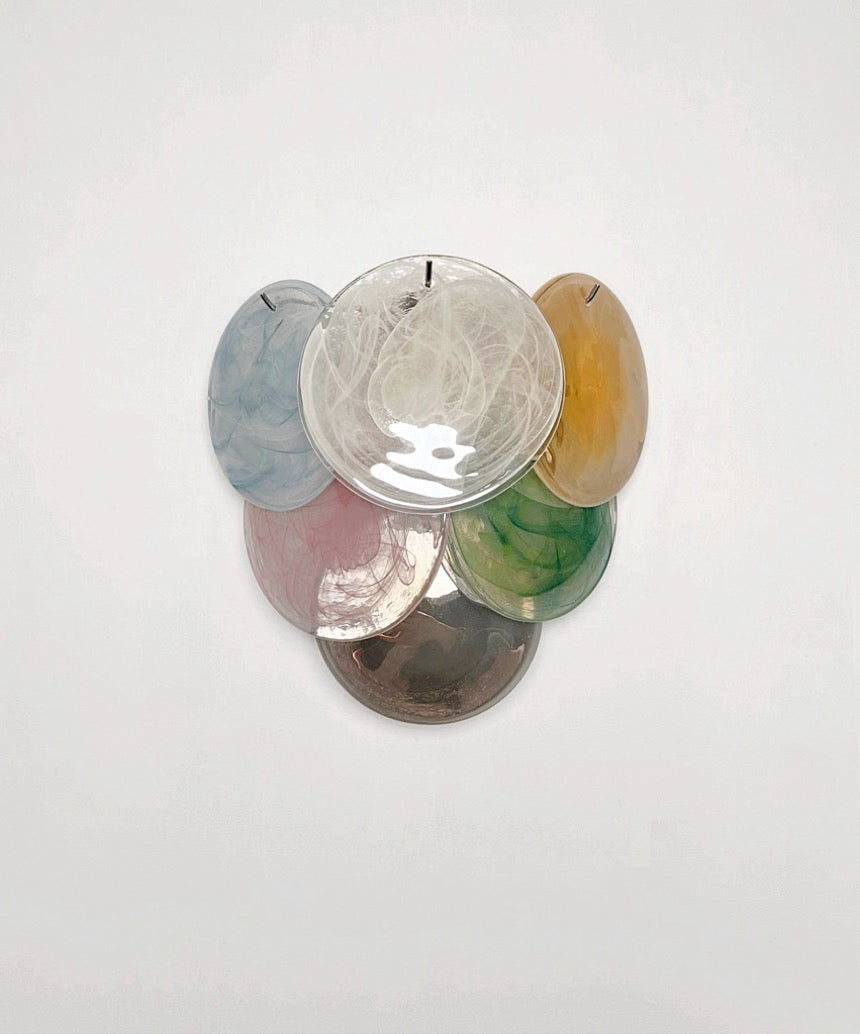 Murano Vegglampe – 6 Multifarget Alabaster Diskglass – 2 stk – detalj 11 – Murano Classics
