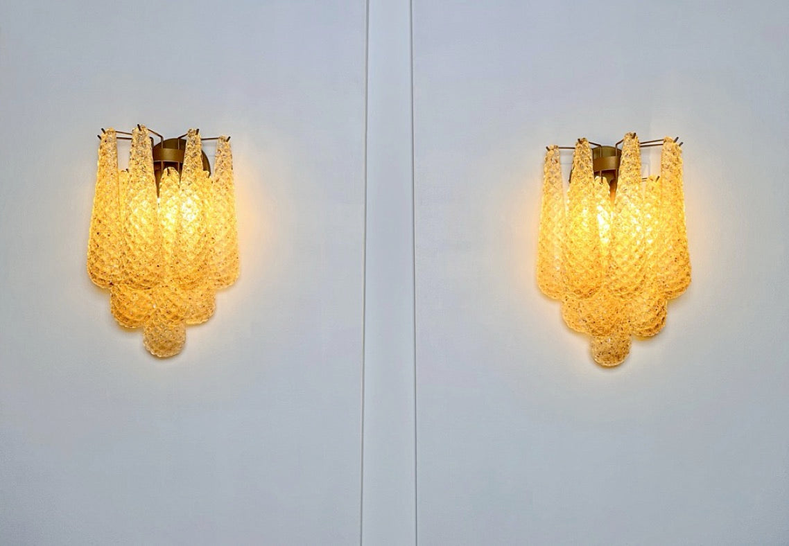 Murano Vegglampe – 10 Klare Gule Dråpeglass – 2 stk – detalj 8 – Murano Classics