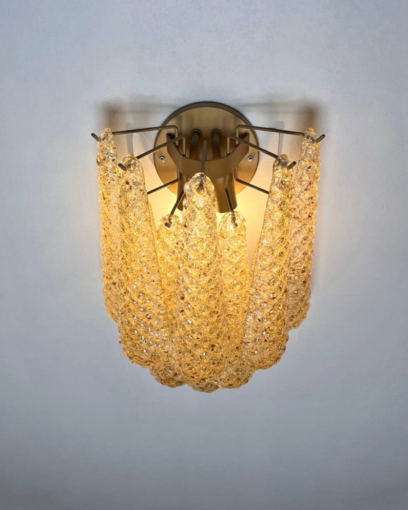 Murano Vegglampe – 10 Klare Gule Dråpeglass – 2 stk – detalj 3 – Murano Classics