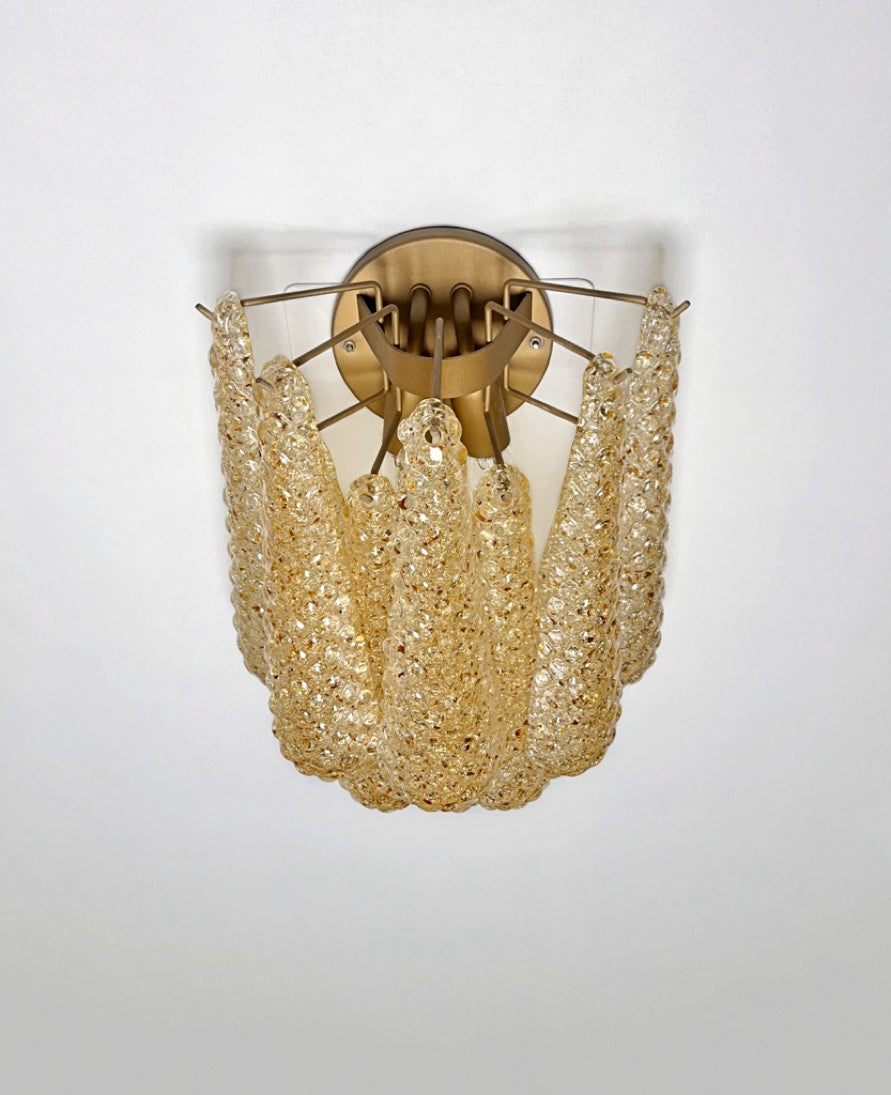 Murano Vegglampe – 10 Klare Gule Dråpeglass – 2 stk – detalj 9 – Murano Classics