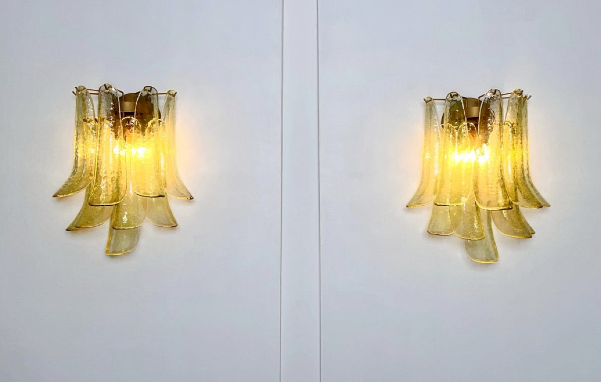 Murano Vegglampe – 10 Grønne Gull Konglebladglass – 2 stk – detalj 7 – Murano Classics