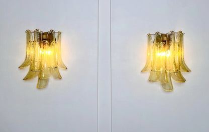 Murano Vegglampe | 10 Grønne Gull Konglebladglass | 1 par