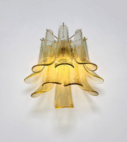 Murano Vegglampe | 10 Grønne Gull Konglebladglass | 1 par