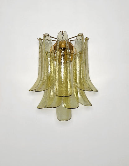 Murano Vegglampe | 10 Grønne Gull Konglebladglass | 1 par