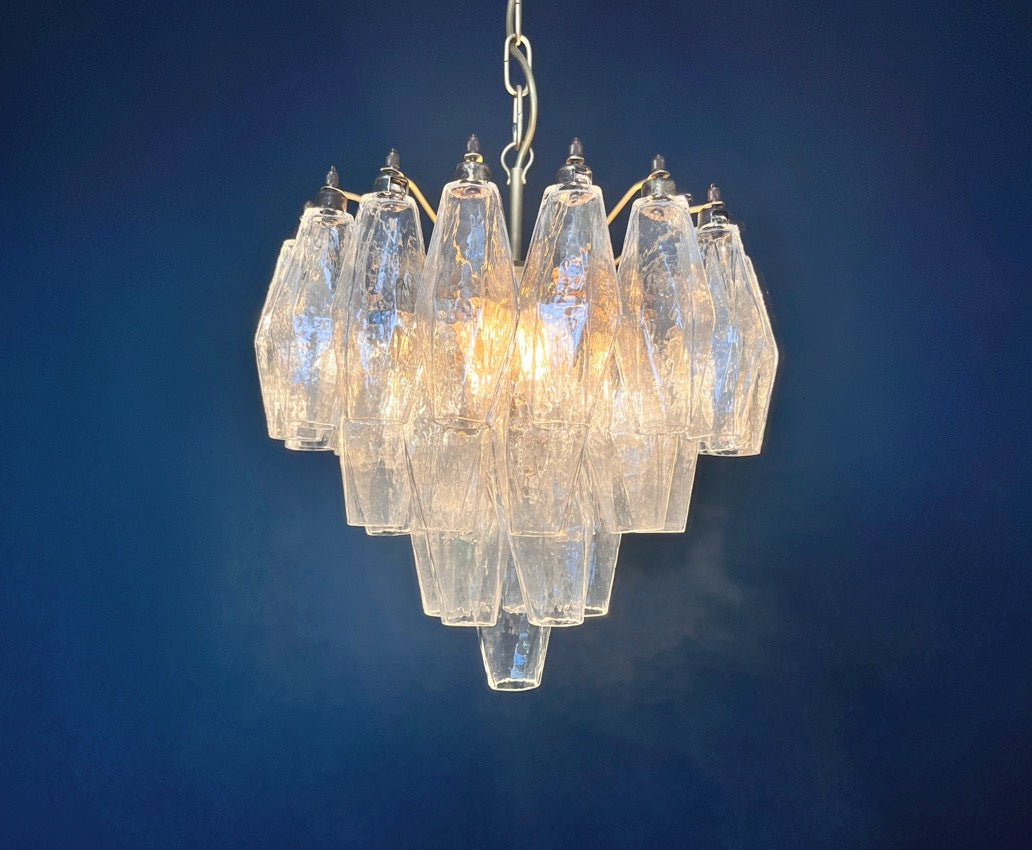 Murano Lysekrone – 32 Klare Poliedriglass – detalj 7 – Murano Classics