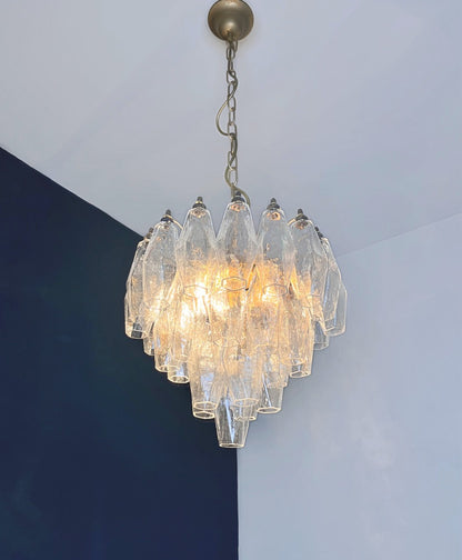Murano Lysekrone | Klare Gull Poliedriglass