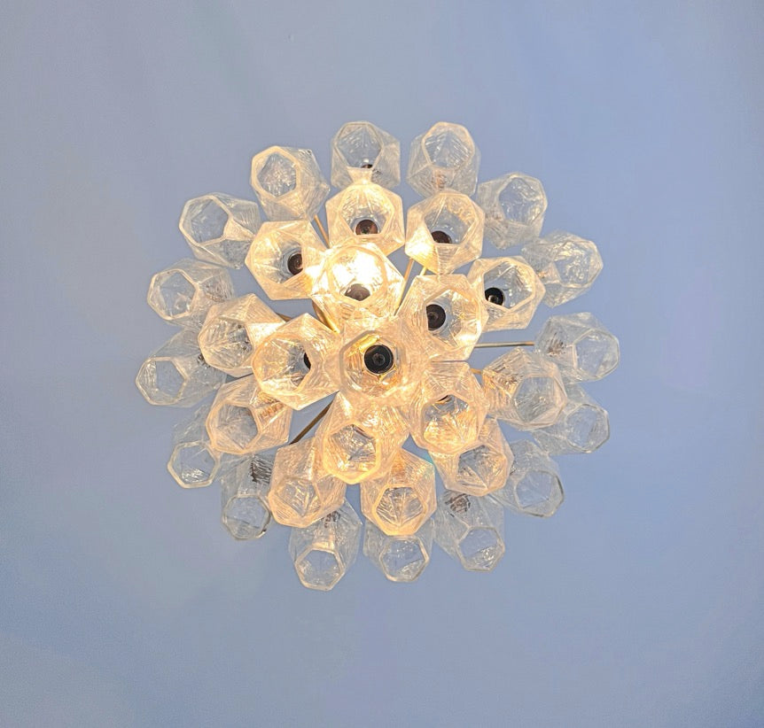 Murano Lysekrone – 32 Klare Poliedriglass – detalj 1 – Murano Classics