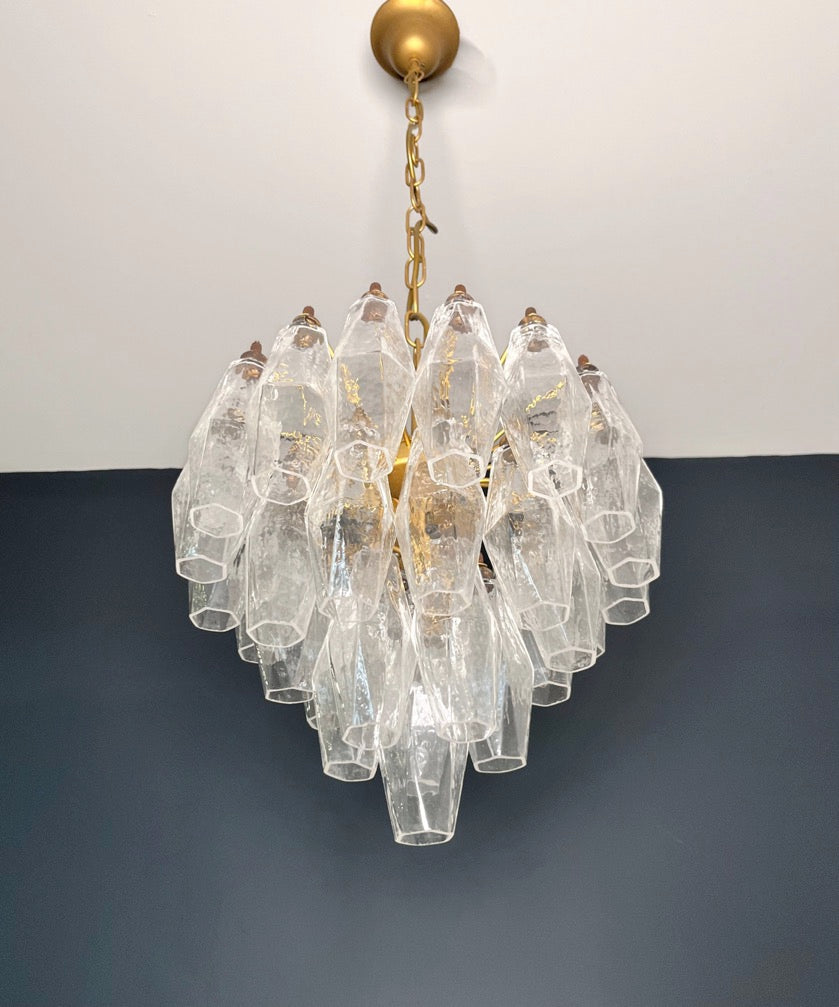 Murano Lysekrone – 32 Klare Poliedriglass – detalj 11 – Murano Classics