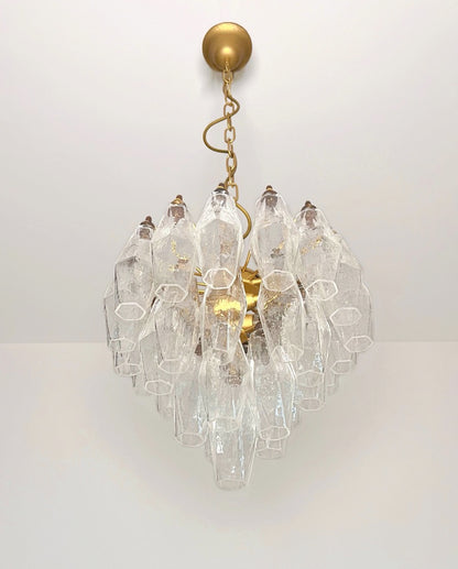 Murano Lysekrone | Klare Gull Poliedriglass