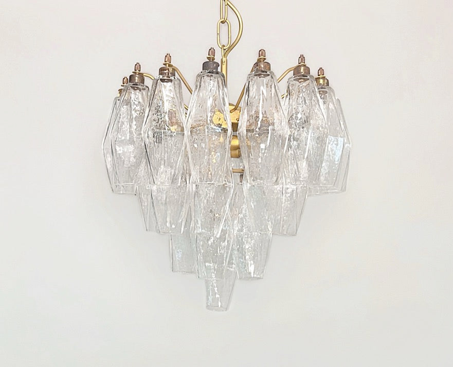Murano Lysekrone – 32 Klare Poliedriglass – detalj 8 – Murano Classics