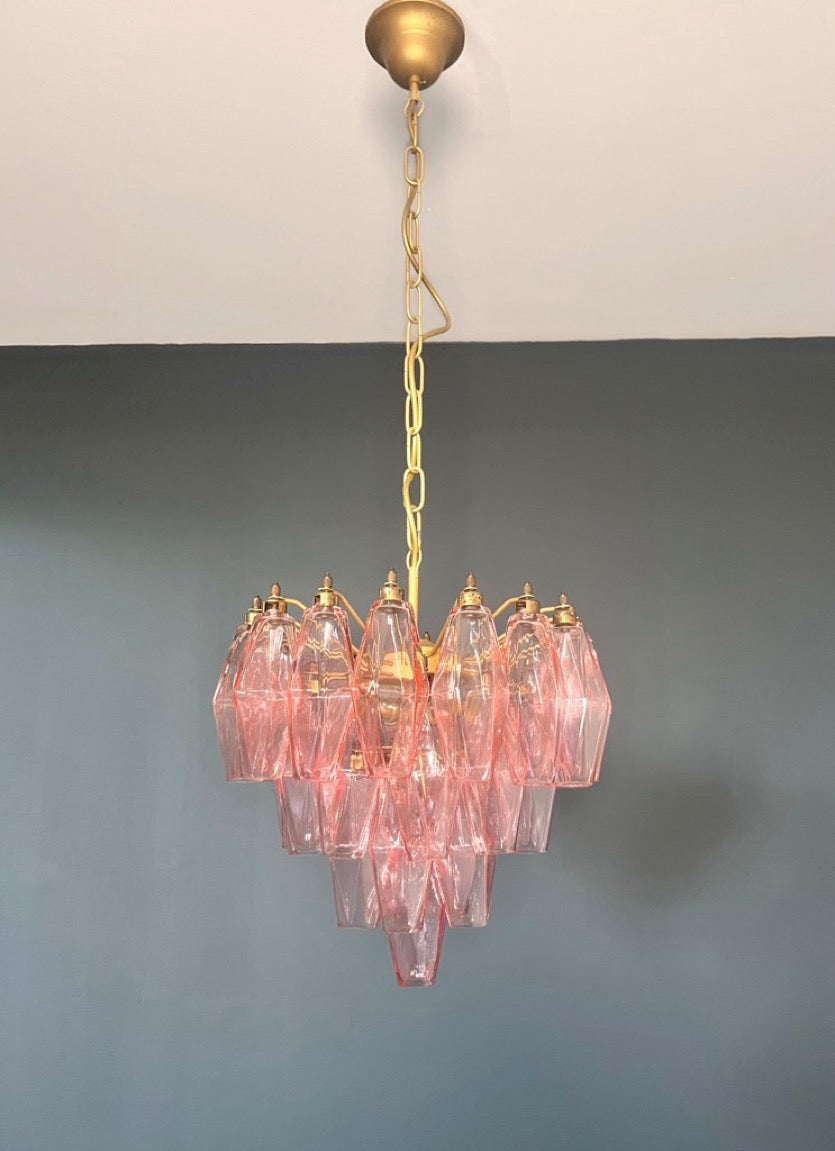 Murano Lysekrone – 32 Rosa Poliedriglass – detalj 11 – Murano Classics