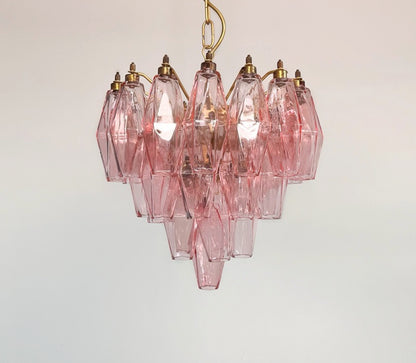 Murano Lysekrone | Rosa Gull Poliedriglass