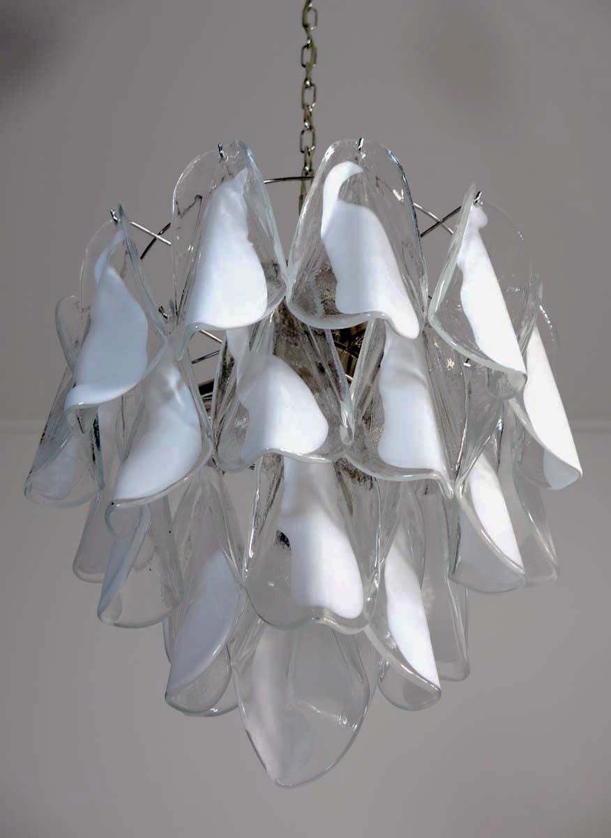 Murano Lysekrone | 24 Hvite Rondiniglass