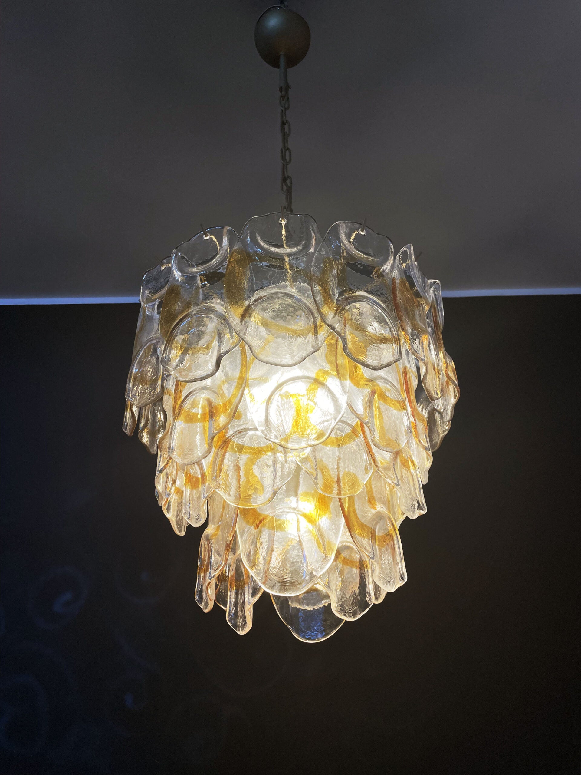Murano Lysekrone – 41 Gule Crostoliglass – detalj 8 – Murano Classics