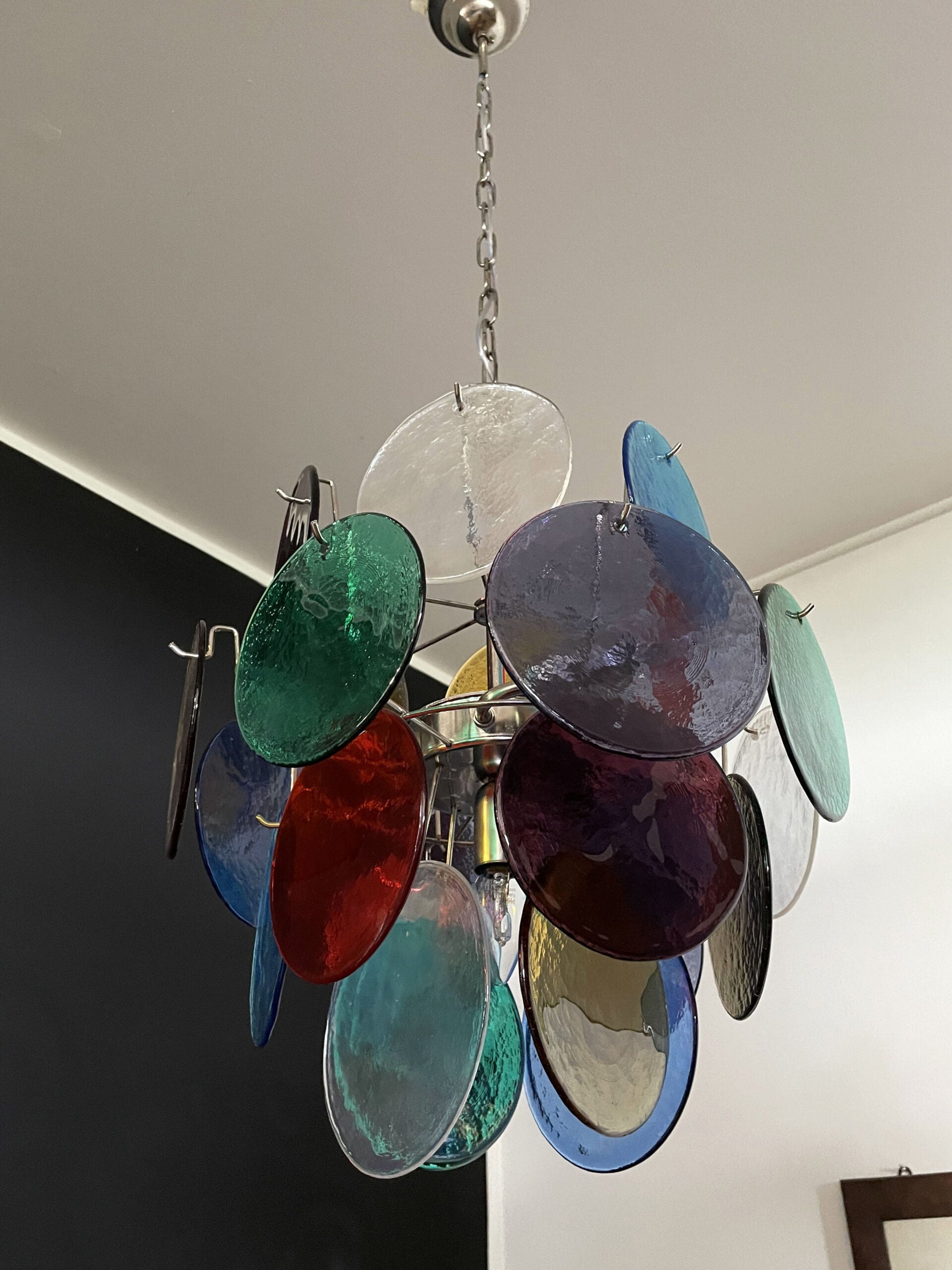 Murano Lysekrone – 24 Multifargede Glassdisker – detalj 6 – Murano Classics